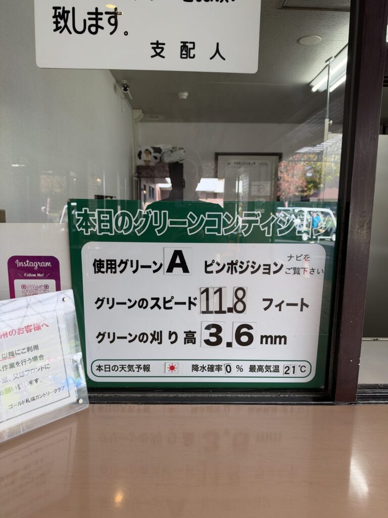 本日のグリーンコンディションの表示